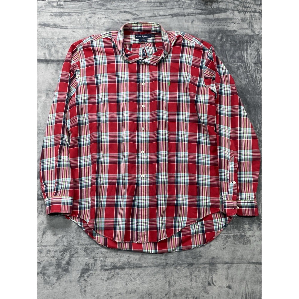 Ralph Lauren Shirt Plaid Men's Large Long Sleeve Button Down Light Flannel